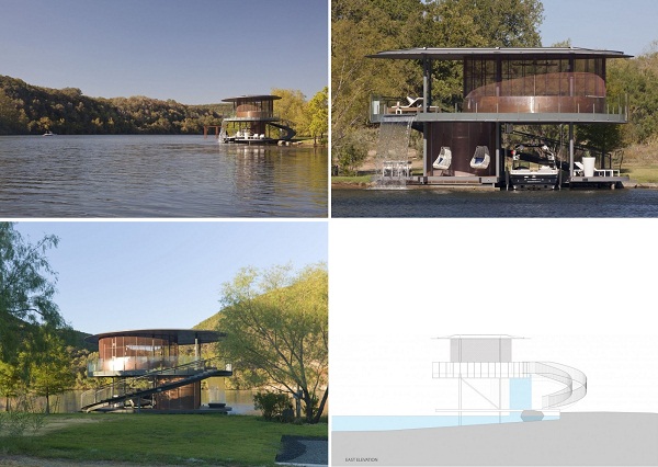 Shore Vista Boat Dock - дом с водопадом от Bercy Chen Studio