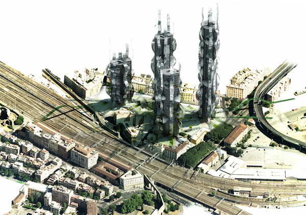 Футуристический проект многоцелевого комплекса Soundscape Towers в Риме