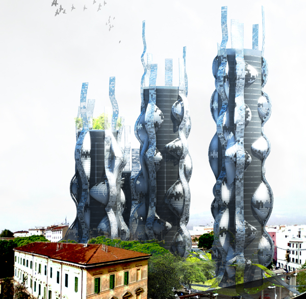 Футуристический проект многоцелевого комплекса Soundscape Towers в Риме