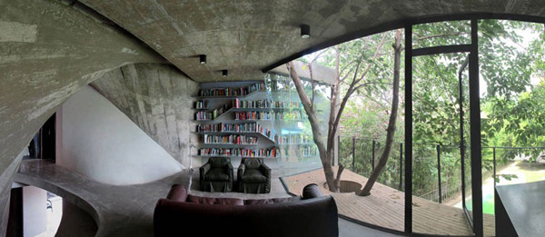 Tea House and library – лесной дом-пещера от Archi-Union Architect