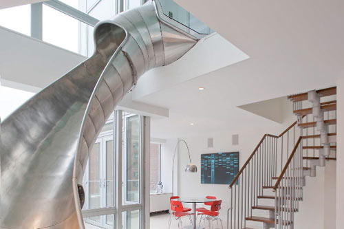 Квартира со спиралеобразным спуском в Нью-Йорке от Turett Collaborative Architects