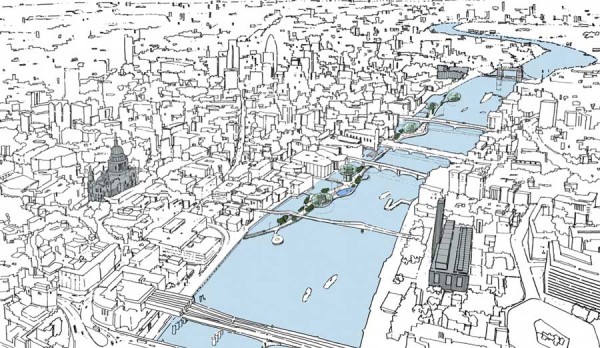 Проект расширения северного берега Темзы London River Park от Gensler