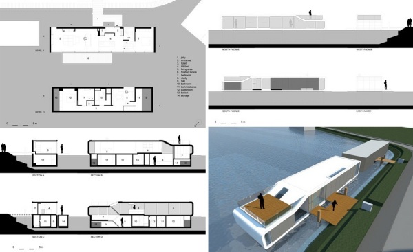 Watervilla de Omval – плавающая двухэтажная вилла от +31 Architects