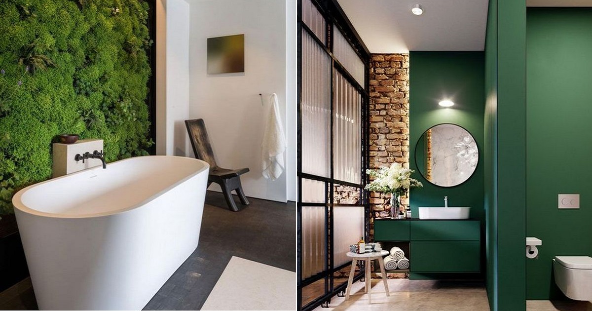 Ванная комната зеленого цвета — нежный и уютный дизайн